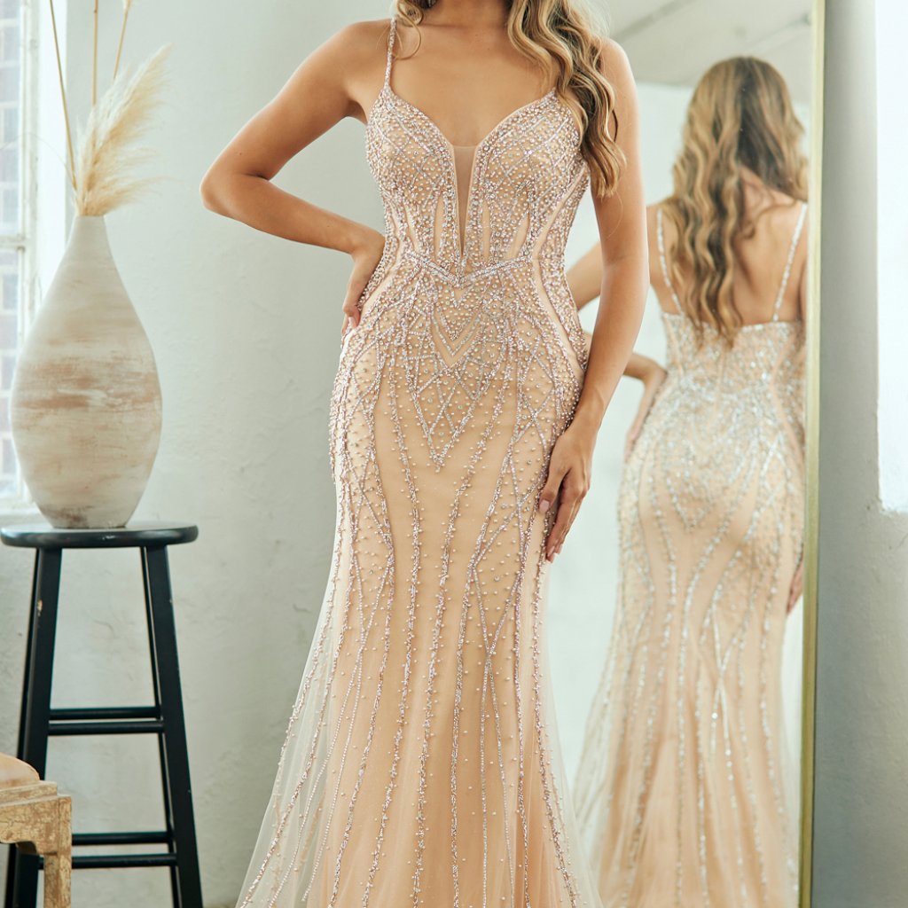 Fitted Beaded Formal Dress.Gold Or Blue Mother Of The Bride Military Ball Gala